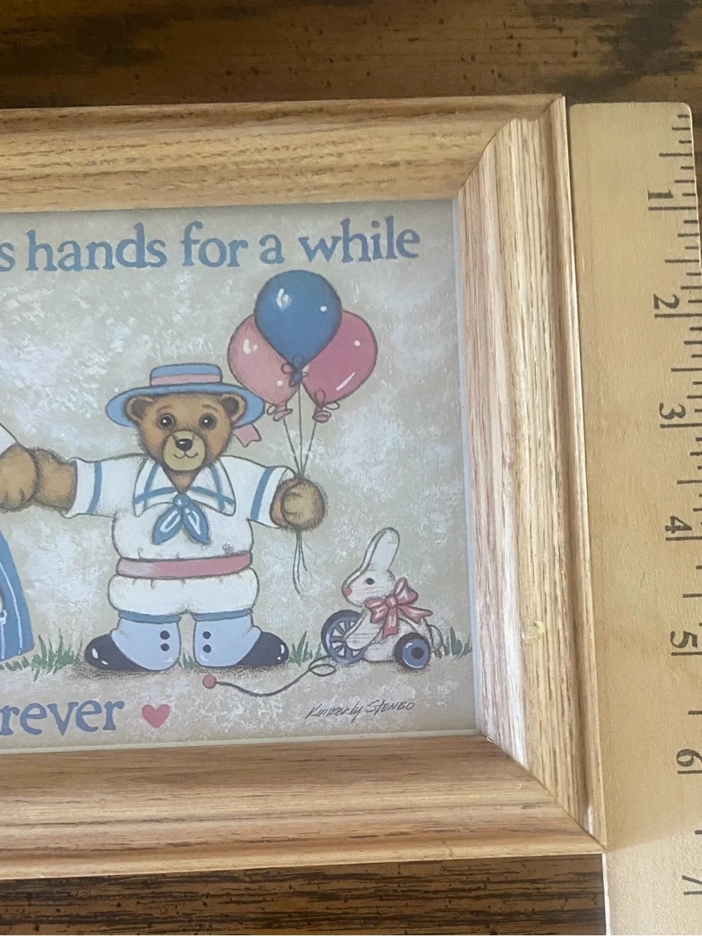 VTG 1988 FIGI Graphics Kimberly Stenbo Teddy Bear Framed Art Print Motherhood